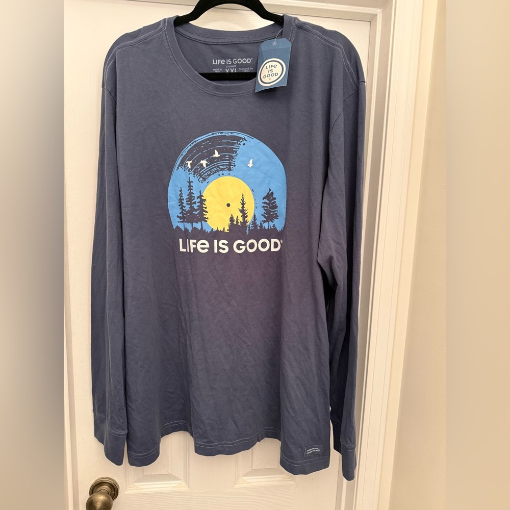 Life Is Good Charcoal Long Sleeve Tee